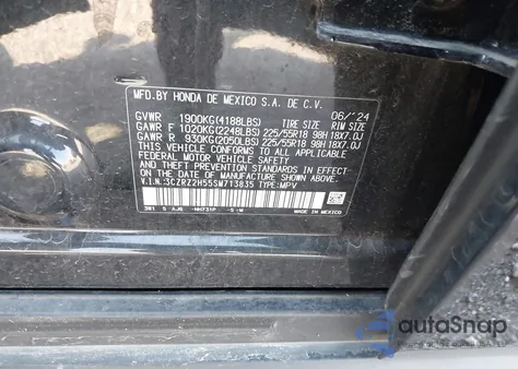 2025 Honda Hr-V Awd Sport из США, поврежденный, VIN 3CZRZ2H55SM713835